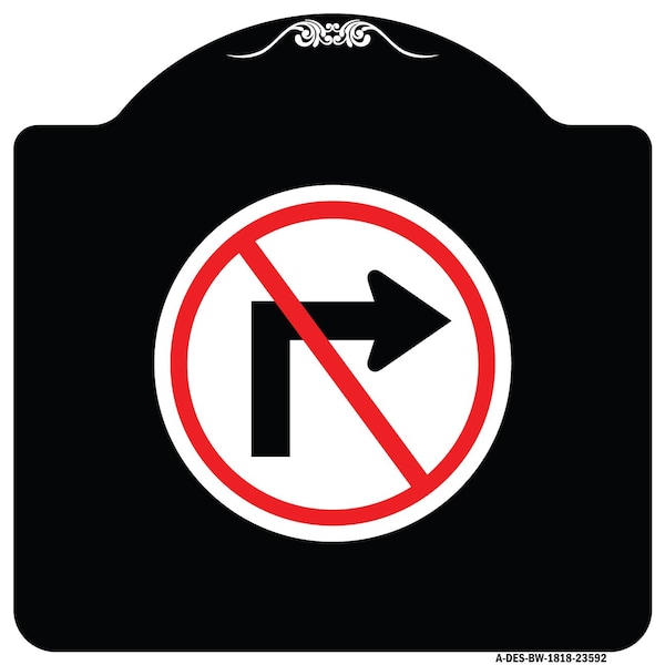 Signmission No Right Turn Graphic Only Heavy-Gauge Aluminum Architectural Sign, 18" x 18", BW-1818-23592 A-DES-BW-1818-23592 - main